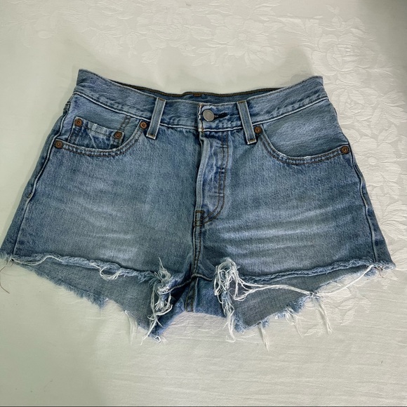 Levi's Pants - Levi’s 501 high rise cut off button fly denim jean shorts size 25